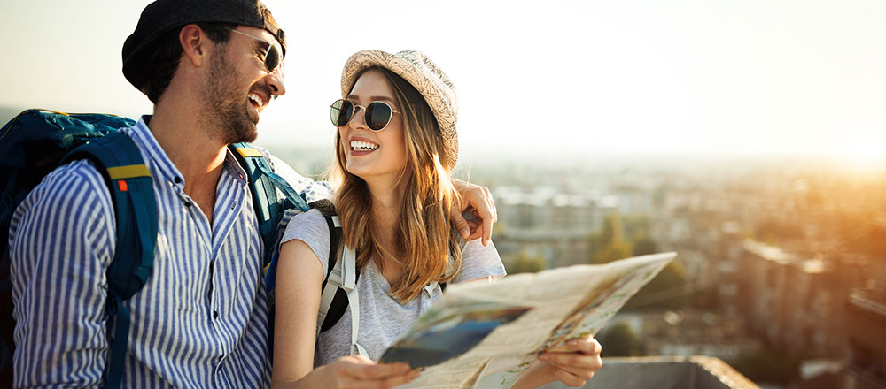 Romantic Couple Exploring City